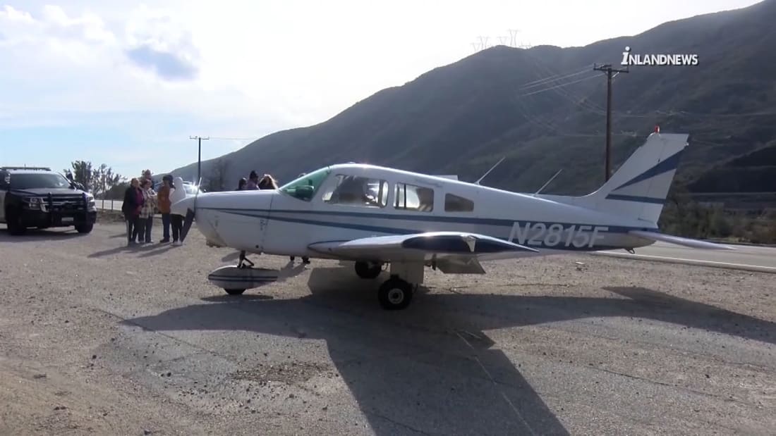 In California, a teen pilot makes an emergency landing near a highway with two lanes.